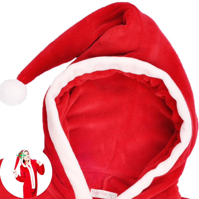Ladies Plus Size Coral Fleece Hooded Christmas Costume o<em></em>nesie Winter Warm Christmas Party Clothes Pajama o<em></em>nesie For Women 4